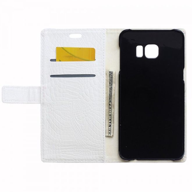 Galaxy S6 Edge Plus Leder Case mit Krokodiltextur - weiss