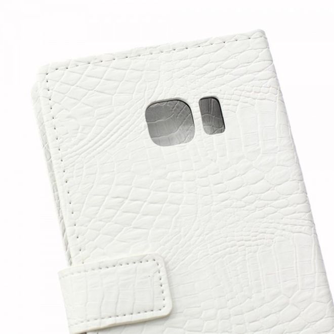Galaxy S6 Edge Plus Leder Case mit Krokodiltextur - weiss