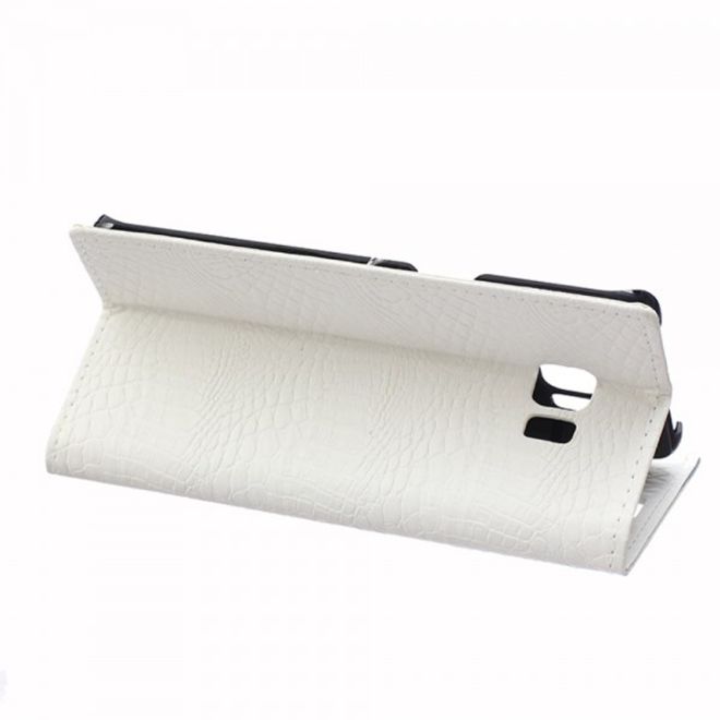 Galaxy S6 Edge Plus Leder Case mit Krokodiltextur - weiss
