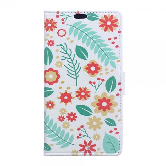 Galaxy S6 Edge Plus Leder Case mit Blumen und Blättern
