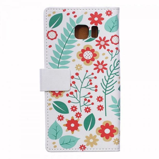 Galaxy S6 Edge Plus Leder Case mit Blumen und Blättern