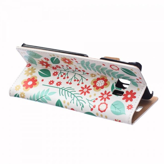 Galaxy S6 Edge Plus Leder Case mit Blumen und Blättern