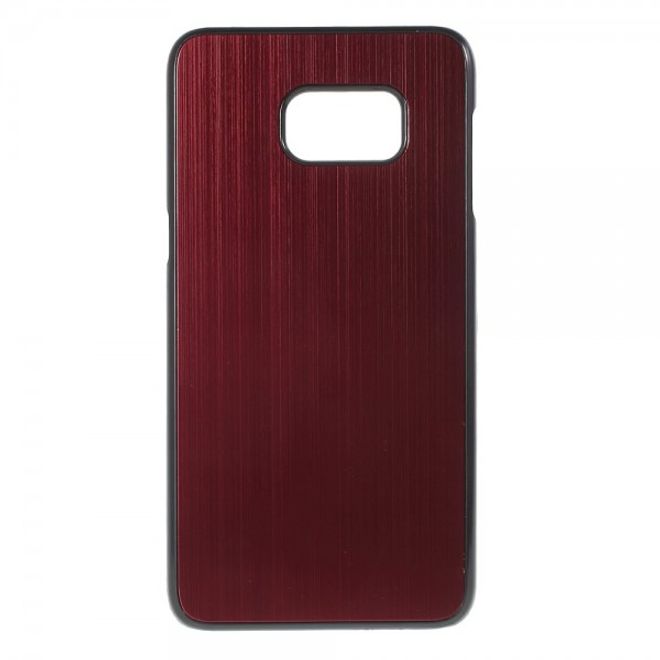 Galaxy S6 Edge Plus Hart Plastik Case mit gebürsteter Aluminium Legierung - rot