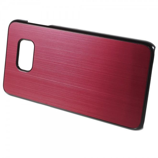 Galaxy S6 Edge Plus Hart Plastik Case mit gebürsteter Aluminium Legierung - rot