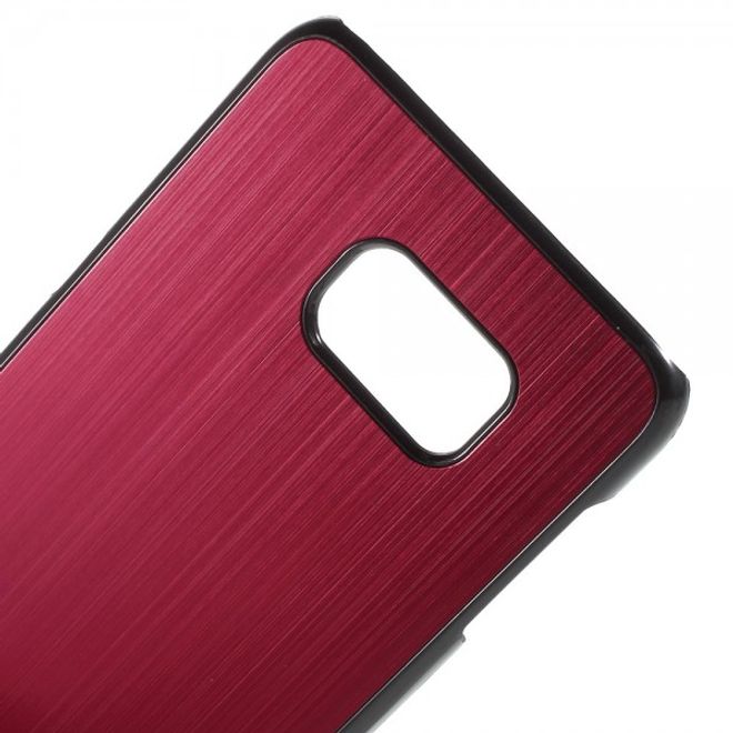 Galaxy S6 Edge Plus Hart Plastik Case mit gebürsteter Aluminium Legierung - rot