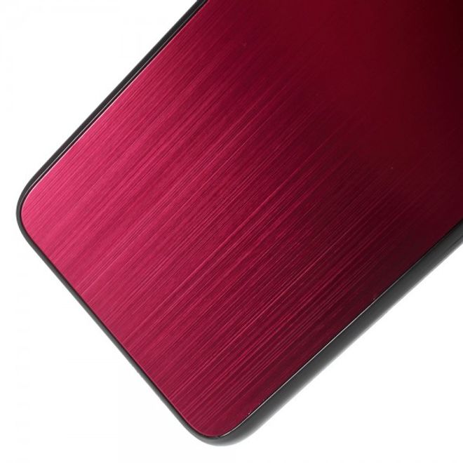 Galaxy S6 Edge Plus Hart Plastik Case mit gebürsteter Aluminium Legierung - rot