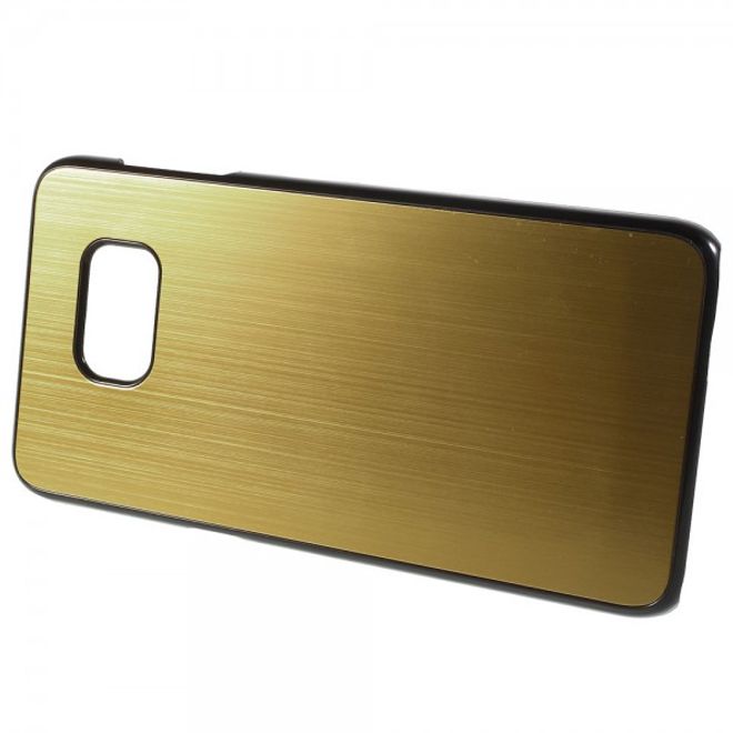 Galaxy S6 Edge Plus Hart Plastik Case mit gebürsteter Aluminium Legierung - gold