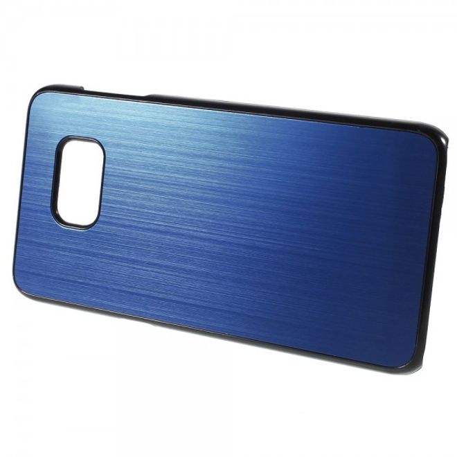 Galaxy S6 Edge Plus Hart Plastik Case mit gebürsteter Aluminium Legierung - blau