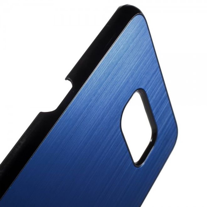 Galaxy S6 Edge Plus Hart Plastik Case mit gebürsteter Aluminium Legierung - blau