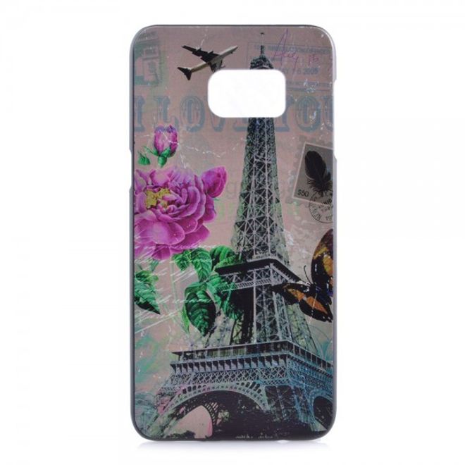 Galaxy S6 Edge Plus Hart Plastik Case mit Eiffelturm und Rosen