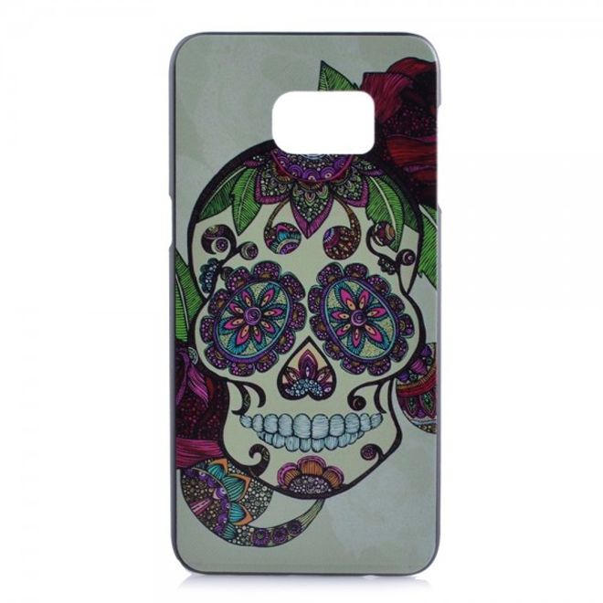 Galaxy S6 Edge Plus Hart Plastik Case mit Totenkopf und Blumen