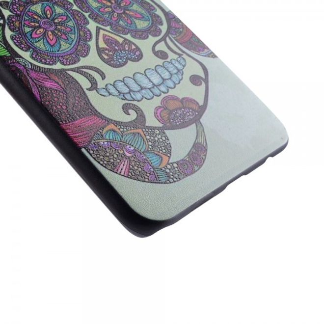 Galaxy S6 Edge Plus Hart Plastik Case mit Totenkopf und Blumen