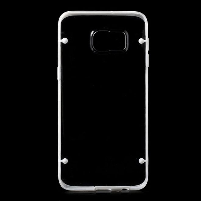 Galaxy S6 Edge Plus Klares Hart Plastik Case mit elastischem Rahmen - weiss