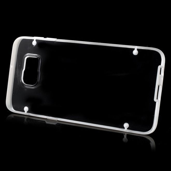 Galaxy S6 Edge Plus Klares Hart Plastik Case mit elastischem Rahmen - weiss
