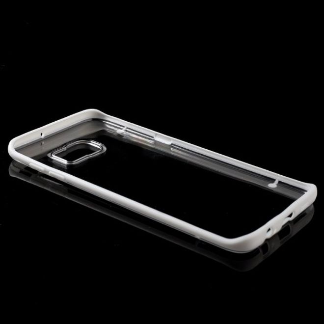 Galaxy S6 Edge Plus Klares Hart Plastik Case mit elastischem Rahmen - weiss