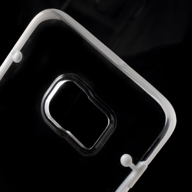 Galaxy S6 Edge Plus Klares Hart Plastik Case mit elastischem Rahmen - weiss