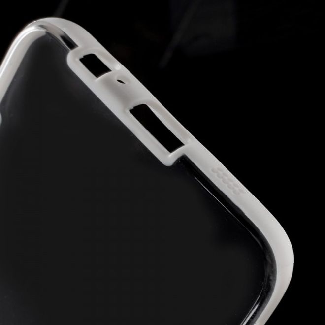 Galaxy S6 Edge Plus Klares Hart Plastik Case mit elastischem Rahmen - weiss