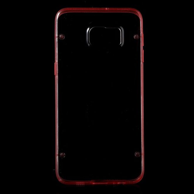 Galaxy S6 Edge Plus Klares Hart Plastik Case mit elastischem Rahmen - rot