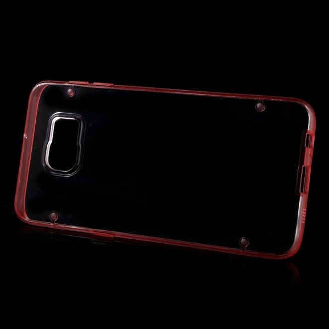 Galaxy S6 Edge Plus Klares Hart Plastik Case mit elastischem Rahmen - rot