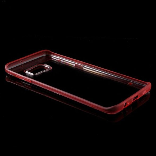 Galaxy S6 Edge Plus Klares Hart Plastik Case mit elastischem Rahmen - rot