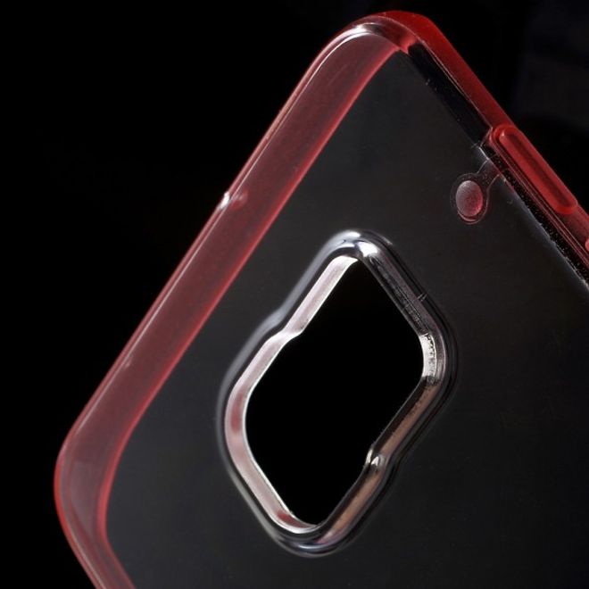 Galaxy S6 Edge Plus Klares Hart Plastik Case mit elastischem Rahmen - rot