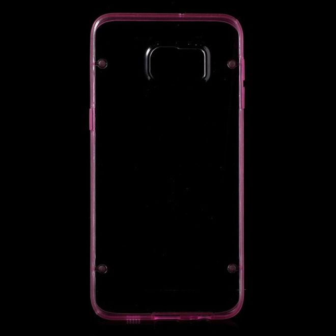 Galaxy S6 Edge Plus Klares Hart Plastik Case mit elastischem Rahmen - rosa