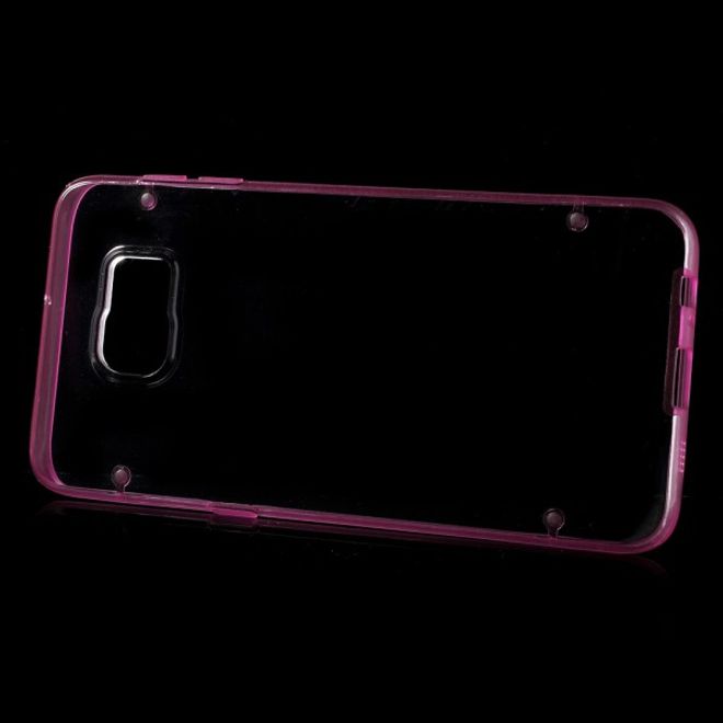 Galaxy S6 Edge Plus Klares Hart Plastik Case mit elastischem Rahmen - rosa