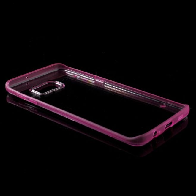 Galaxy S6 Edge Plus Klares Hart Plastik Case mit elastischem Rahmen - rosa