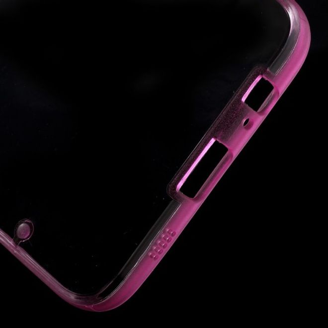 Galaxy S6 Edge Plus Klares Hart Plastik Case mit elastischem Rahmen - rosa