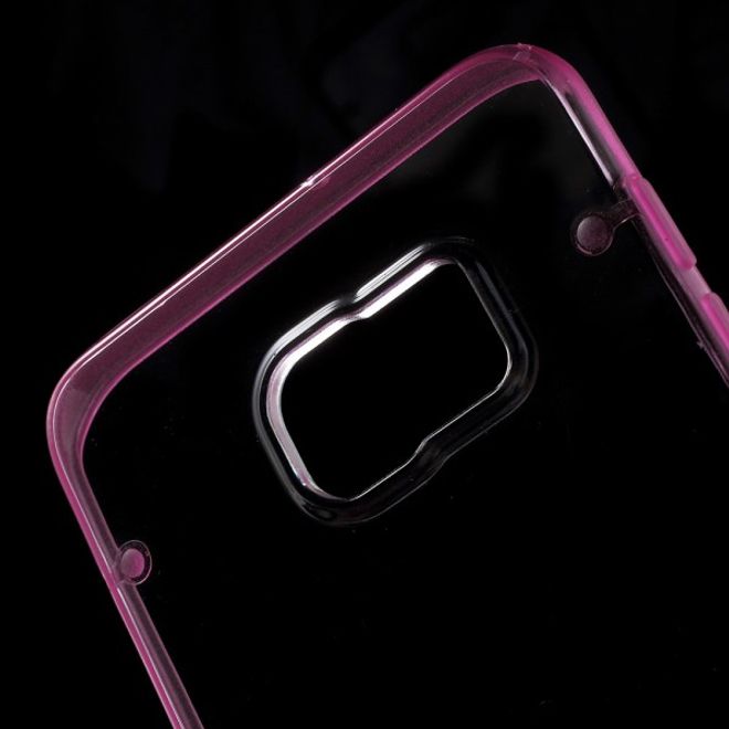 Galaxy S6 Edge Plus Klares Hart Plastik Case mit elastischem Rahmen - rosa