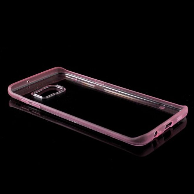 Galaxy S6 Edge Plus Klares Hart Plastik Case mit elastischem Rahmen - pink