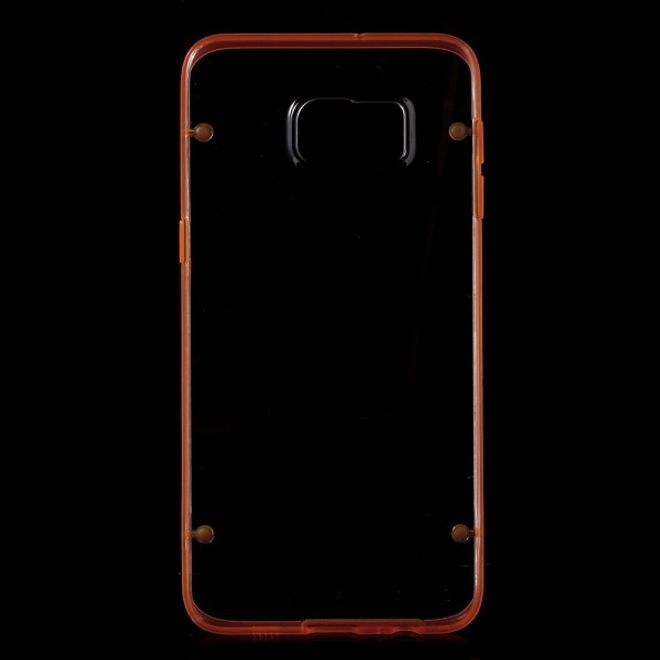 Galaxy S6 Edge Plus Klares Hart Plastik Case mit elastischem Rahmen - orange