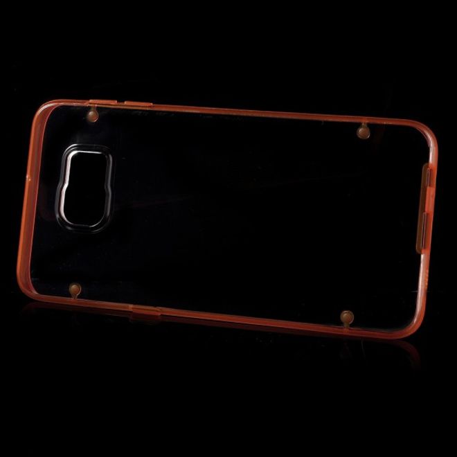 Galaxy S6 Edge Plus Klares Hart Plastik Case mit elastischem Rahmen - orange