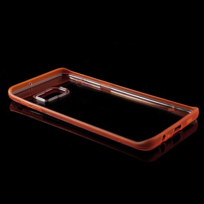 Galaxy S6 Edge Plus Klares Hart Plastik Case mit elastischem Rahmen - orange