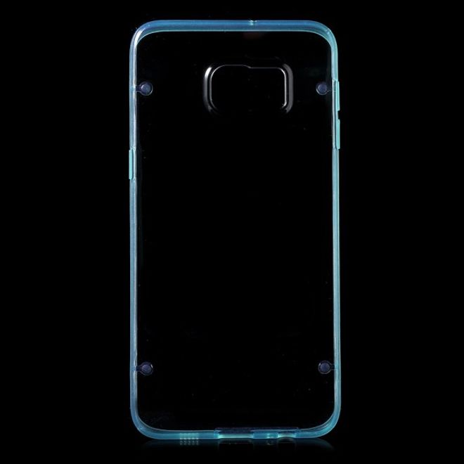 Galaxy S6 Edge Plus Klares Hart Plastik Case mit elastischem Rahmen - blau