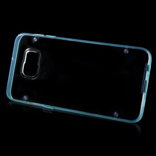 Galaxy S6 Edge Plus Klares Hart Plastik Case mit elastischem Rahmen - blau
