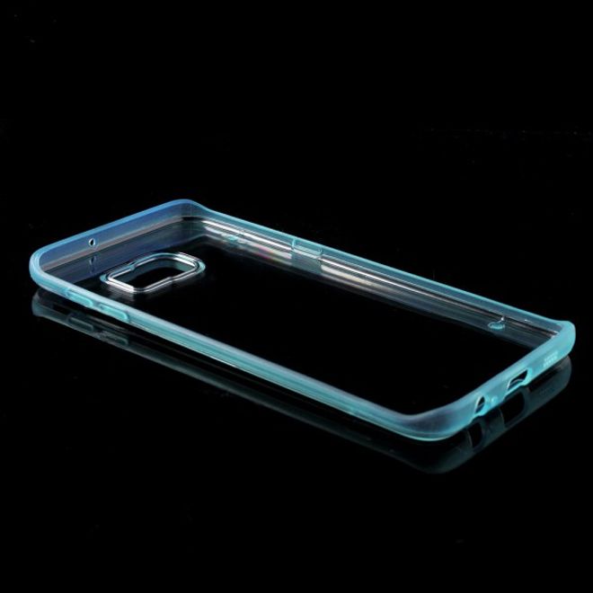 Galaxy S6 Edge Plus Klares Hart Plastik Case mit elastischem Rahmen - blau