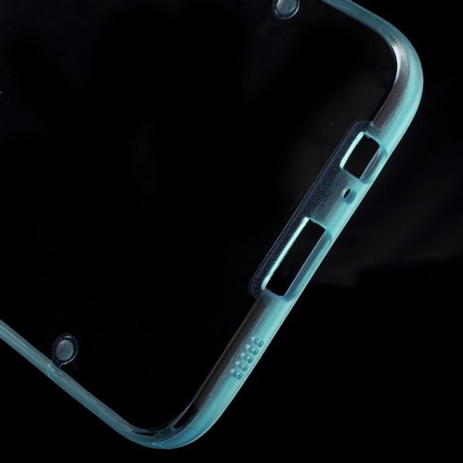 Galaxy S6 Edge Plus Klares Hart Plastik Case mit elastischem Rahmen - blau