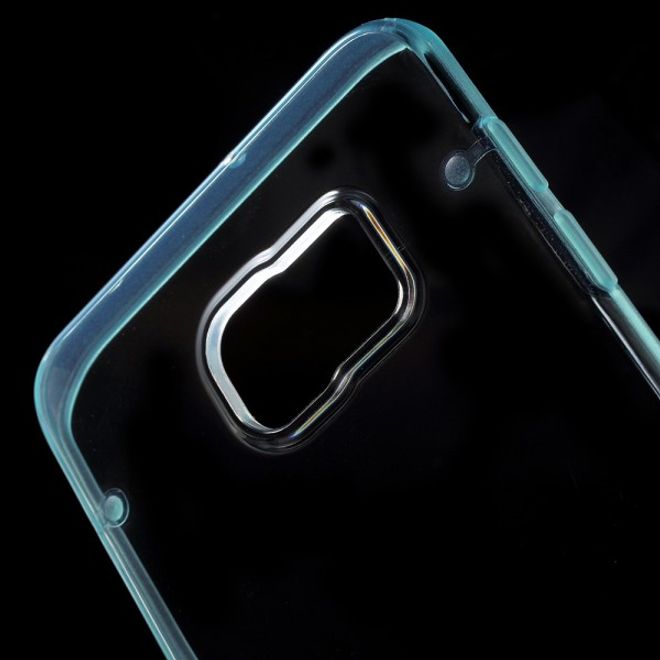 Galaxy S6 Edge Plus Klares Hart Plastik Case mit elastischem Rahmen - blau