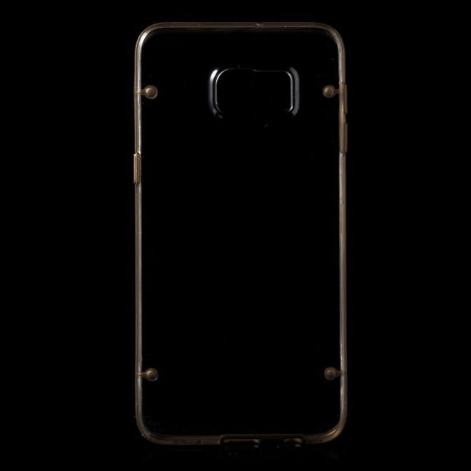 Galaxy S6 Edge Plus Klares Hart Plastik Case mit elastischem Rahmen - braun