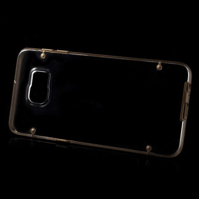 Galaxy S6 Edge Plus Klares Hart Plastik Case mit elastischem Rahmen - braun