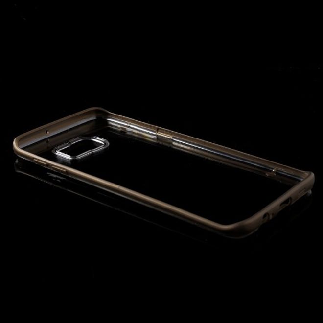 Galaxy S6 Edge Plus Klares Hart Plastik Case mit elastischem Rahmen - braun