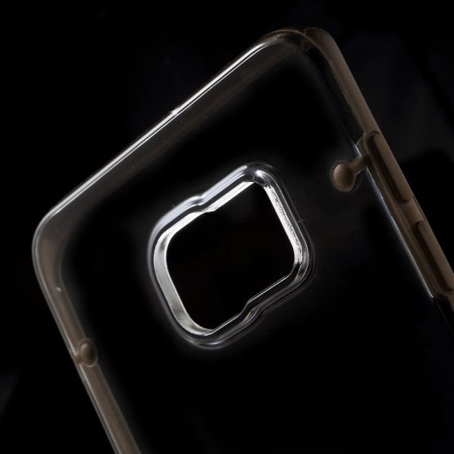 Galaxy S6 Edge Plus Klares Hart Plastik Case mit elastischem Rahmen - braun