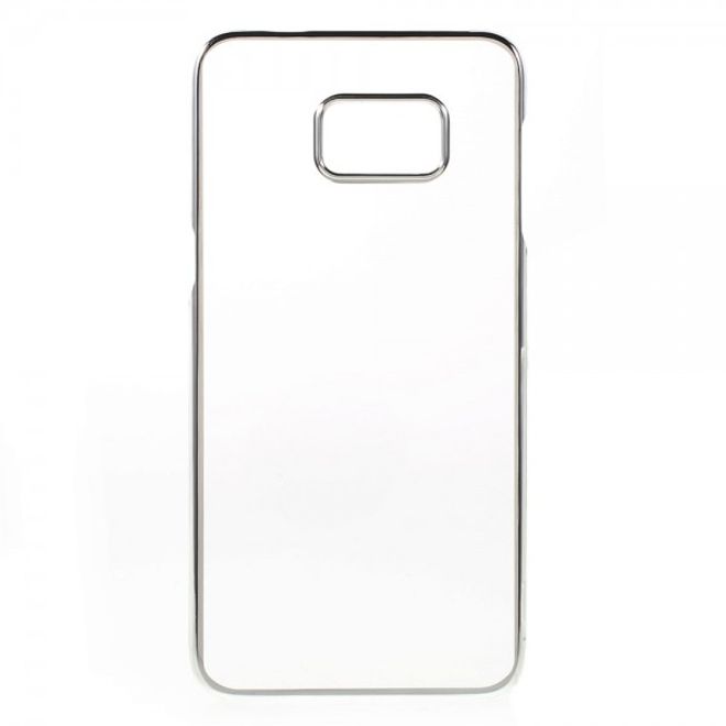 Galaxy S6 Edge Plus Transparentes Hart Plastik Case mit farbigem Rahmen - silber