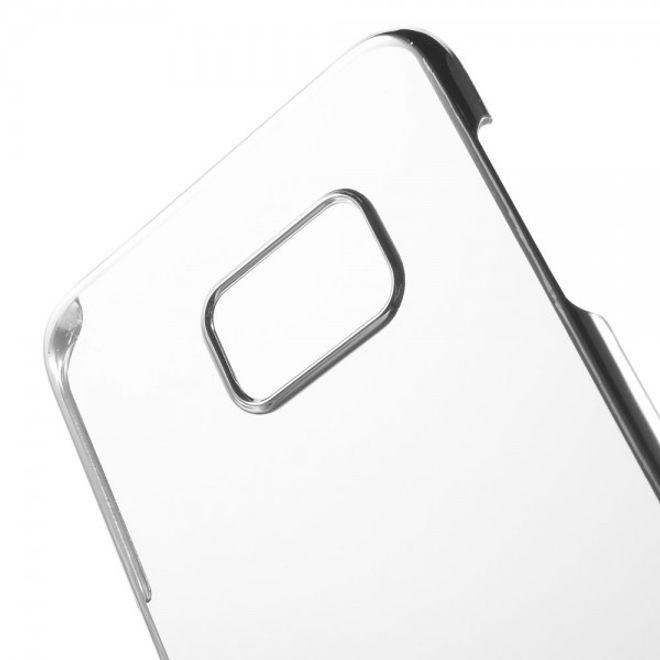 Galaxy S6 Edge Plus Transparentes Hart Plastik Case mit farbigem Rahmen - silber