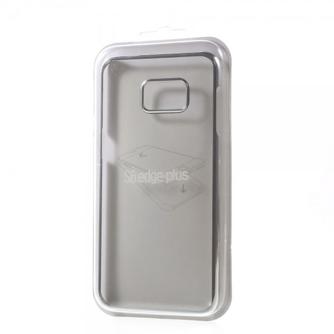Galaxy S6 Edge Plus Transparentes Hart Plastik Case mit farbigem Rahmen - silber