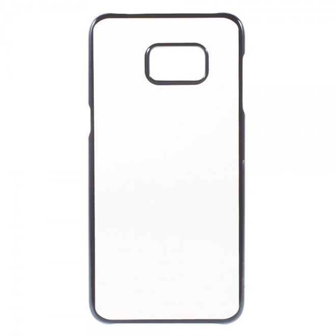 Galaxy S6 Edge Plus Transparentes Hart Plastik Case mit farbigem Rahmen - blau