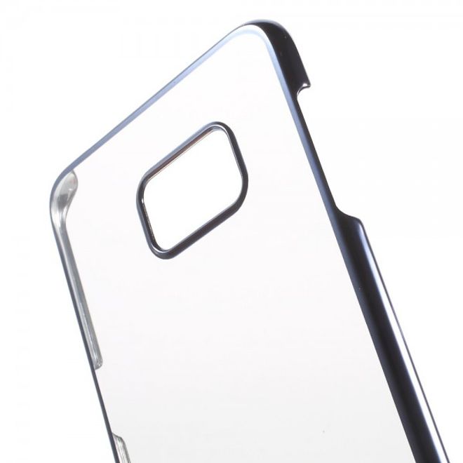 Galaxy S6 Edge Plus Transparentes Hart Plastik Case mit farbigem Rahmen - blau