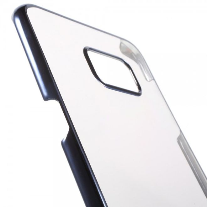 Galaxy S6 Edge Plus Transparentes Hart Plastik Case mit farbigem Rahmen - blau