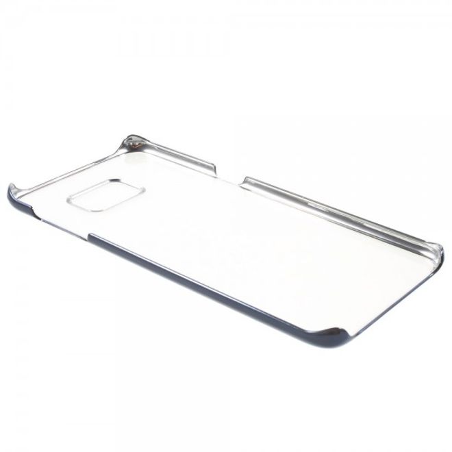 Galaxy S6 Edge Plus Transparentes Hart Plastik Case mit farbigem Rahmen - blau